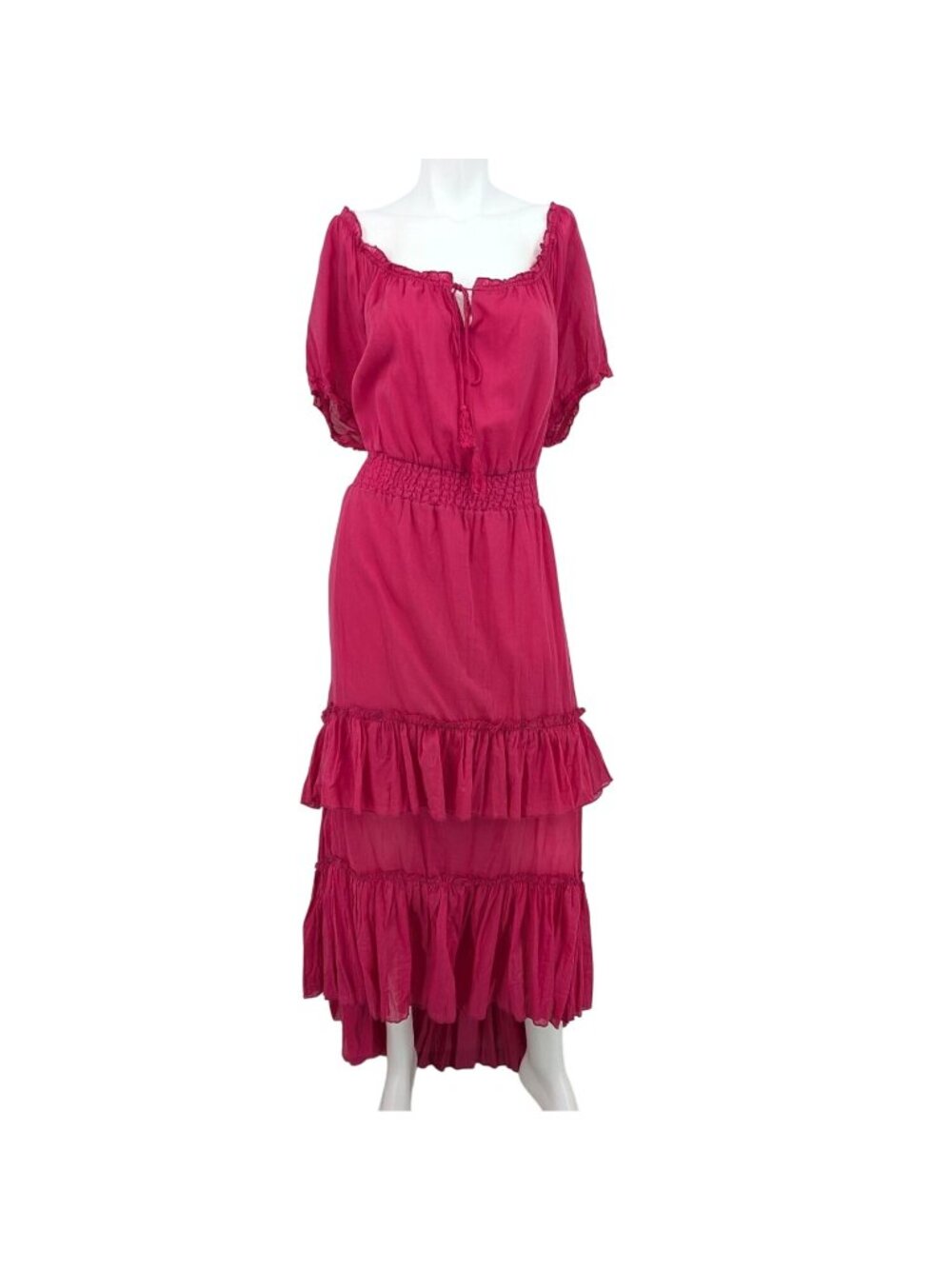Tiered Smocked Maxi Dress Ruffle Lightweight Peasant Coastal Resort Boho Plus 3X
